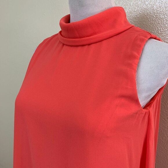 Eliza J Sheath Chiffon Overlay Mini Dress Coral - Picture 4 of 11